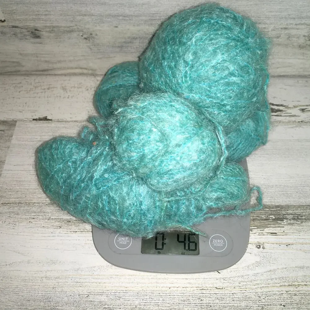 Bernat Mohair Plus Yarn Turquoise Blue Vintage Wool Blend Knitting Crochet